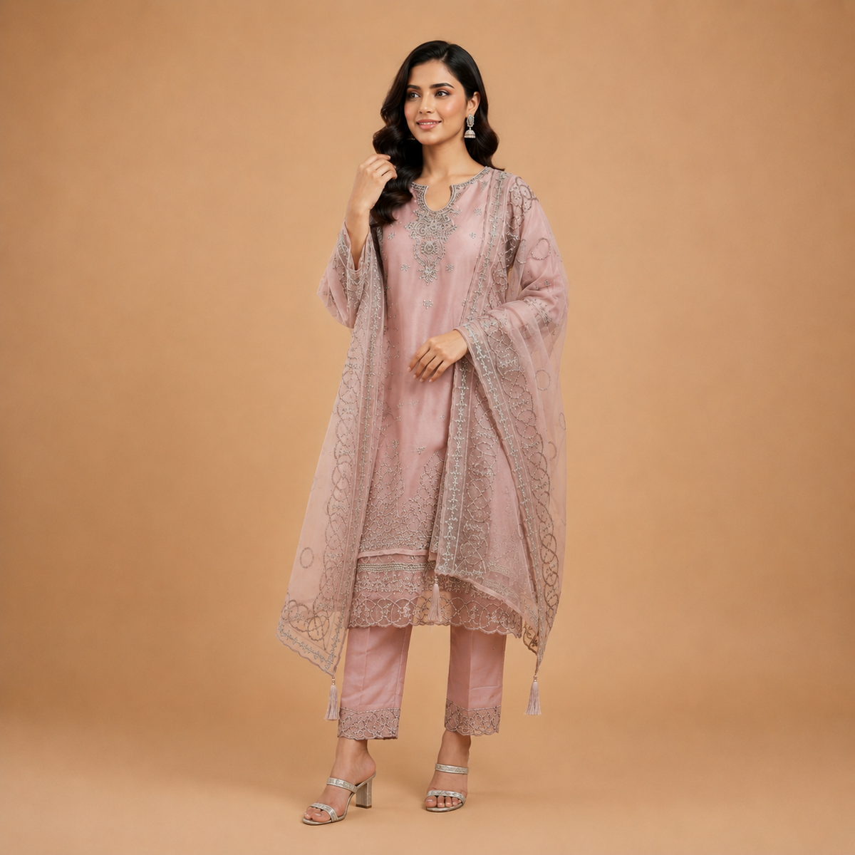 Embroidered Luxury Suit Set with Dupatta