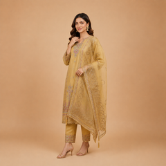Embroidered Luxury Suit Set with Dupatta