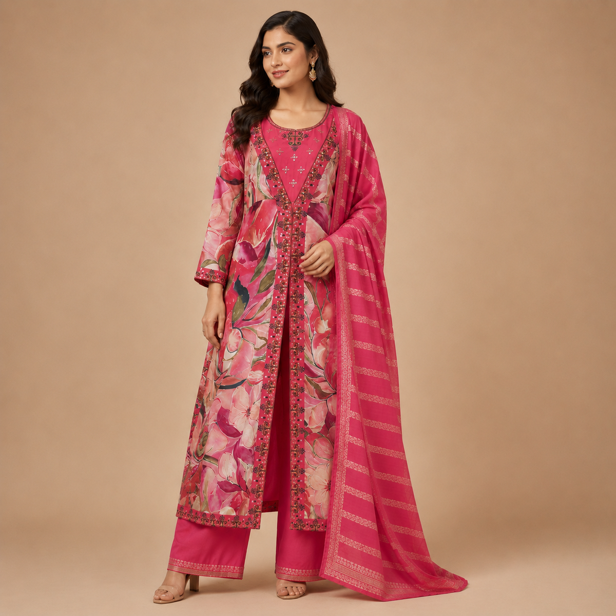 Embroidered 3-Piece Ethnic Suit for Festive & Party Wear