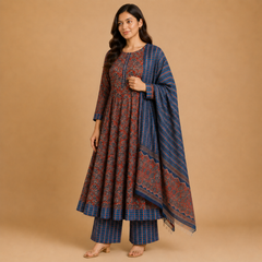 Floral Printed Ethnic Anarkali Suit Set for Women
