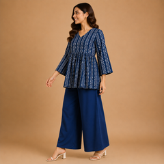 Women's Printed V-Neck Peplum Tunic Top