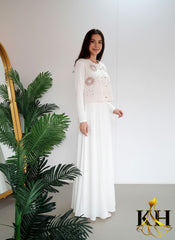 Cream Floral Embroidered Maxi Dress
