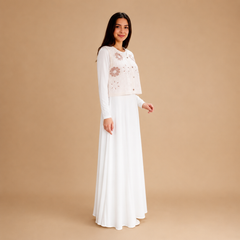 Cream Floral Embroidered Maxi Dress