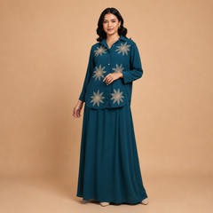 Embroidered Floral Modest Two-Piece Set