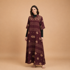 Elegant Printed Button-Down Maxi Dress