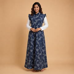 Olive Green Floral Printed Maxi Dress