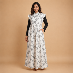 Olive Green Floral Printed Maxi Dress