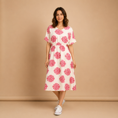 Floral Cotton Midi Dress