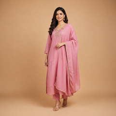 Elegant Embellished V-Neck Salwar Suit with Matching Dupatta