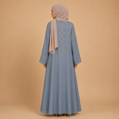 Premium Front Open Abaya with Gold Embroidery