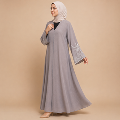 Designer Front Open Abaya with Embroidered Sleeves