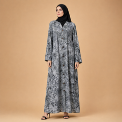 Marble Elegance Front-Button Abaya