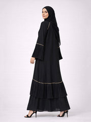 Safa Luxe Black Layered Designer Abaya