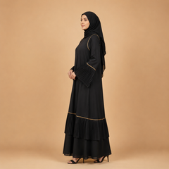 Safa Luxe Black Layered Designer Abaya
