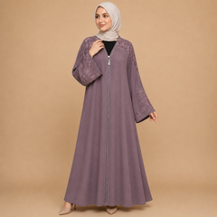 Premium Embroidered Front Open Modest Abaya for Women