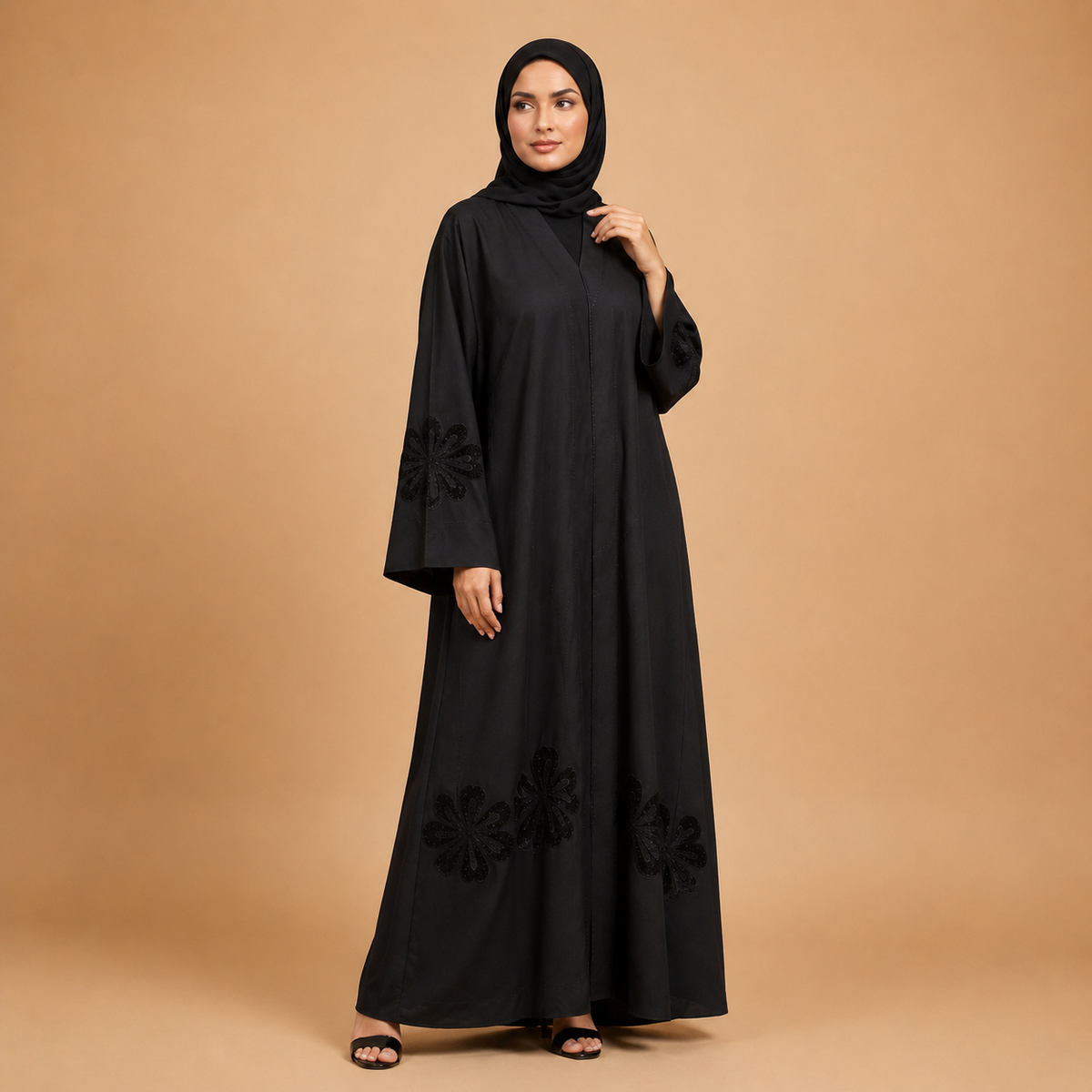 Elegant Front Bloom Designer Abaya