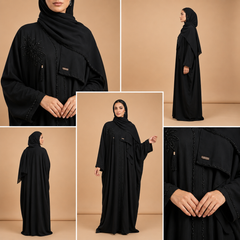 Hand-Beaded Black Kaftan Abaya
