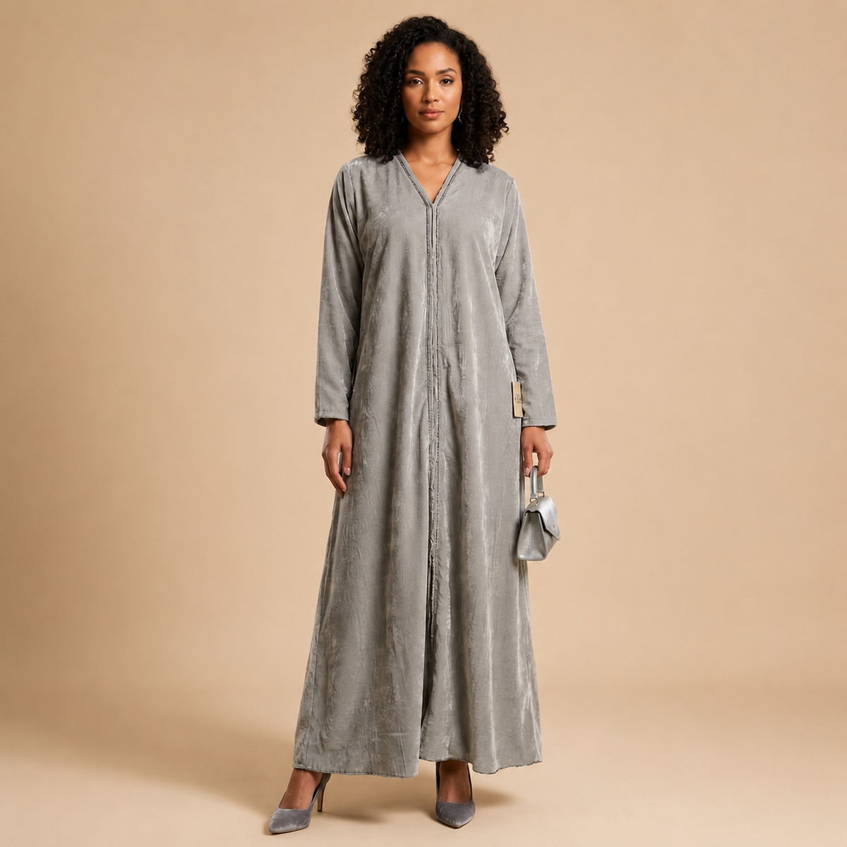 Women's Velvet Maxi Dress – Elegant Full-Length Modest Occasion Wear