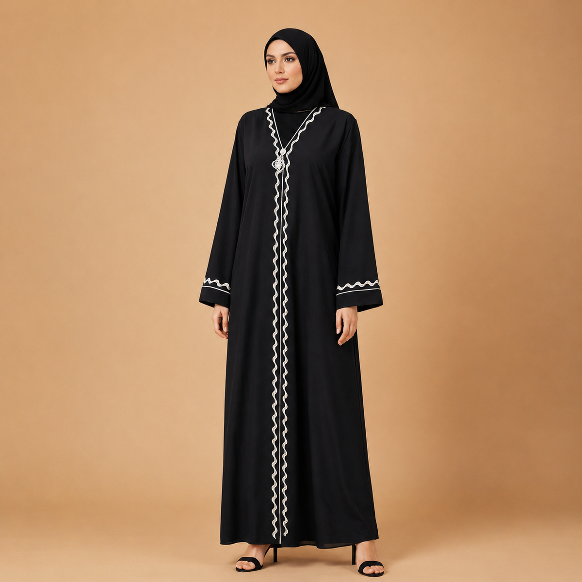 Wave Trim Classic Black Abaya