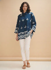 Women’s Blue Embroidered Tunic Top
