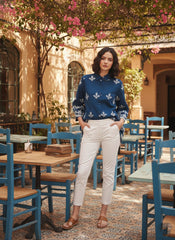 Women’s Blue Embroidered Tunic Top