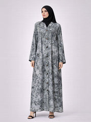 Marble Elegance Front-Button Abaya