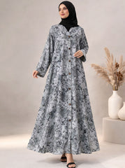 Marble Elegance Front-Button Abaya