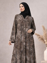 Marble Elegance Front-Button Abaya