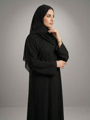 Khwabee Noir Flora Abaya With Shawl