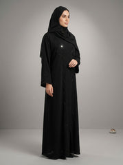Khwabee Noir Flora Abaya With Shawl
