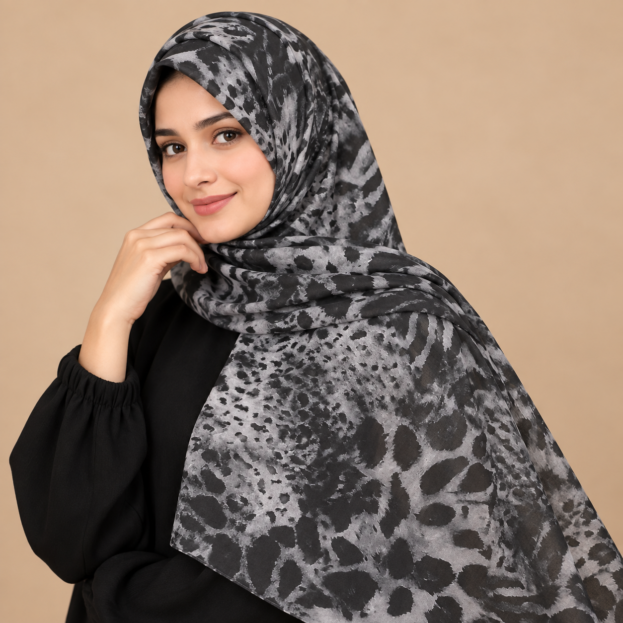 Abstract Leopard Print Hijab fabric detail