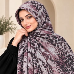 Mauve Rose Leopard Print Hijab fabric detail