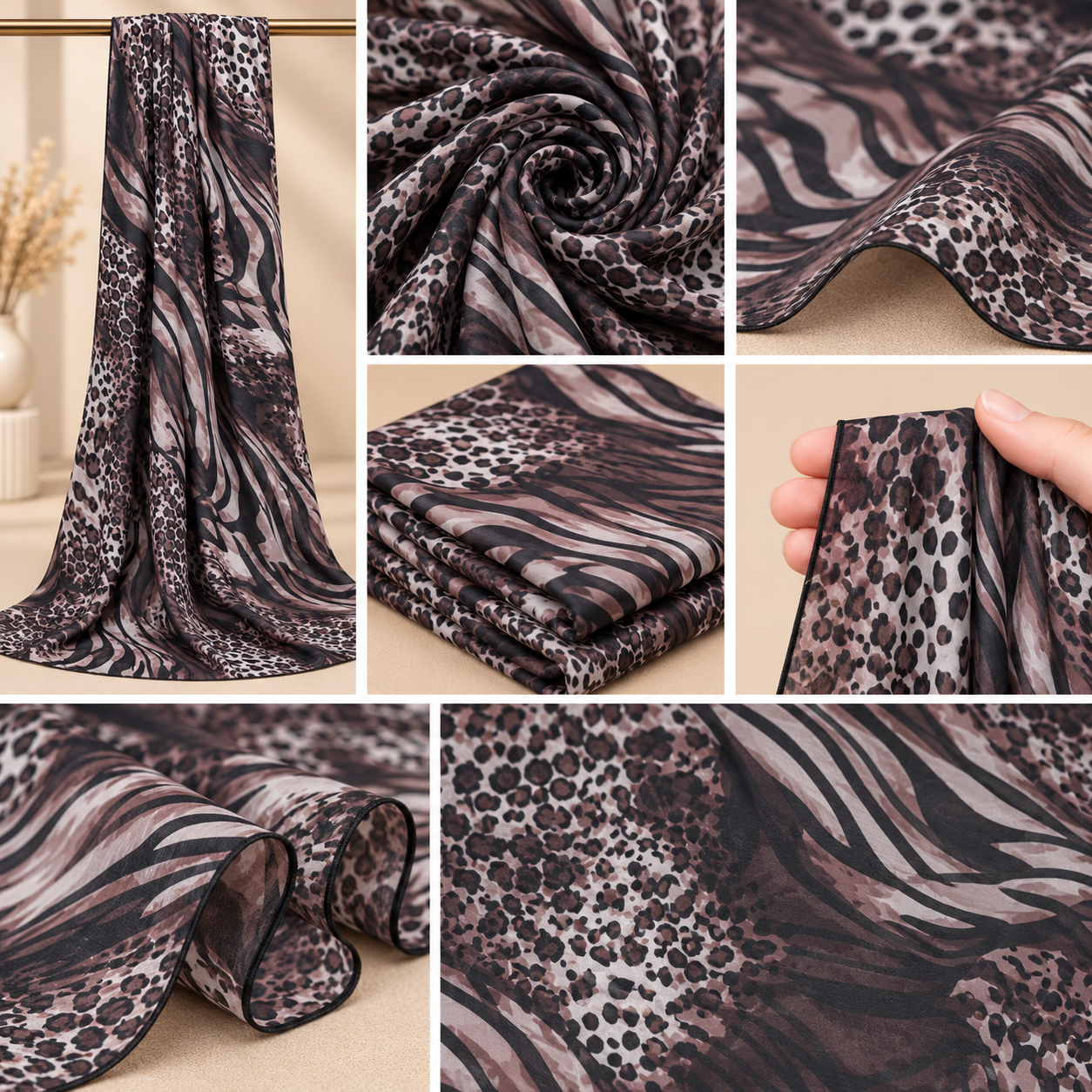 Mauve Zebra Leopard Print Hijab