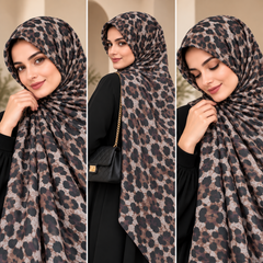 Mocha Safari Print Hijab styled on models