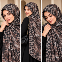 Wild Mocha Print Hijab styled on models